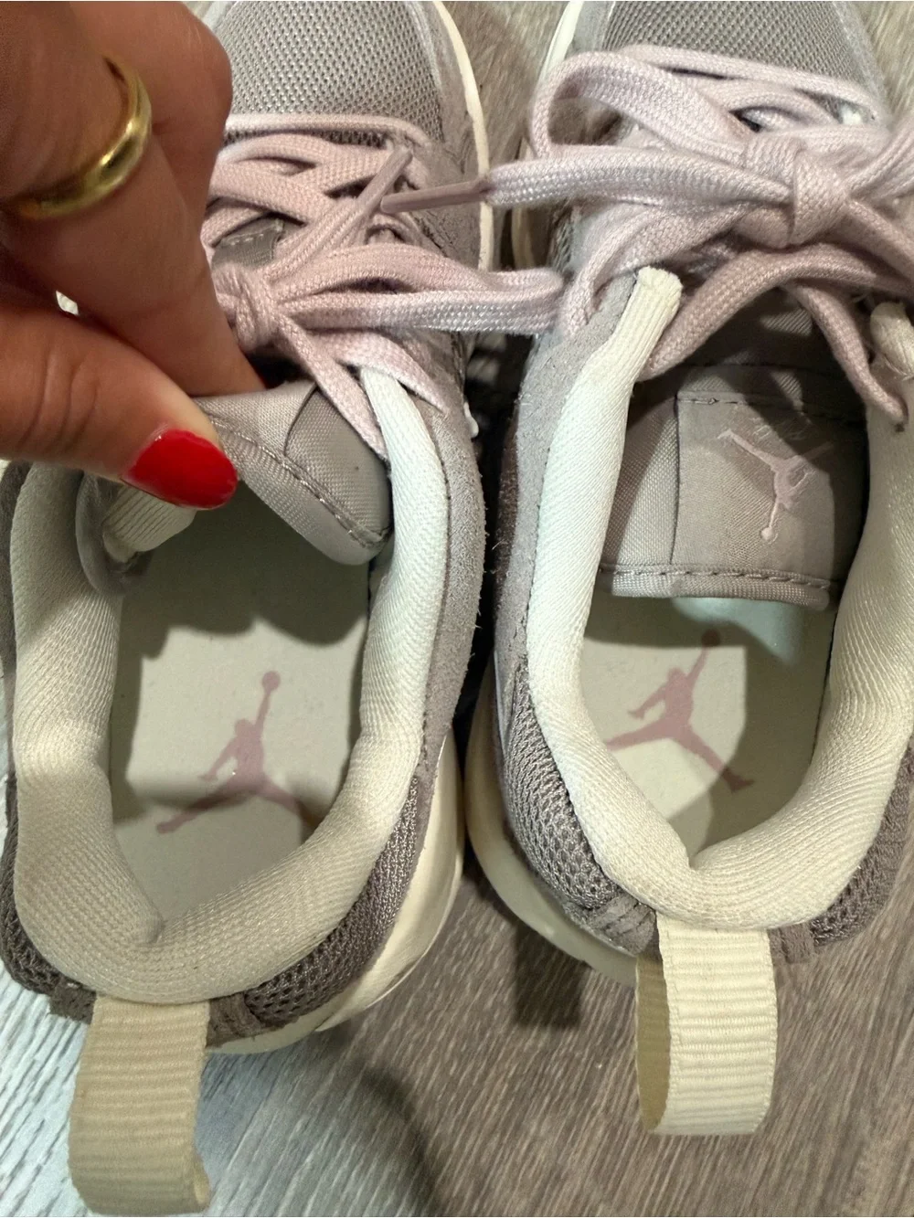 Nike Women's Gray and Light Pink Trainer Sneakers